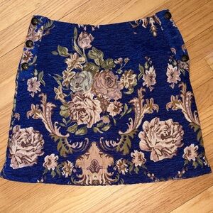 Anthropologie Blue Floral Mini Skirt